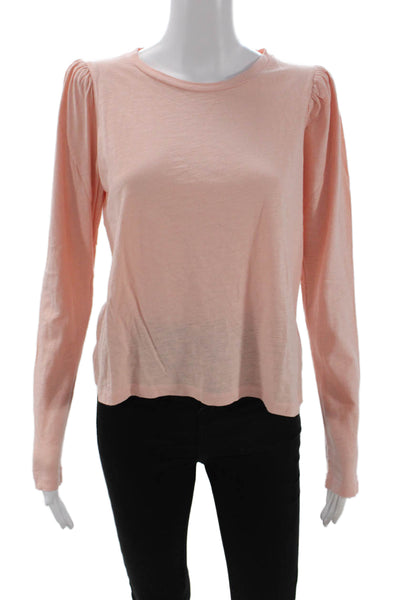 The Westside Womens Pink 100% Cotton Crew Neck Long Sleeve Basic T-Shirt Size S