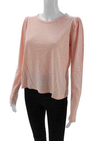 The Westside Womens Pink 100% Cotton Crew Neck Long Sleeve Basic T-Shirt Size S