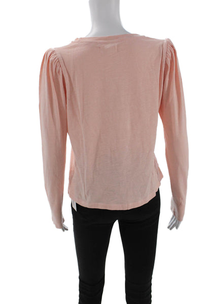 The Westside Womens Pink 100% Cotton Crew Neck Long Sleeve Basic T-Shirt Size S