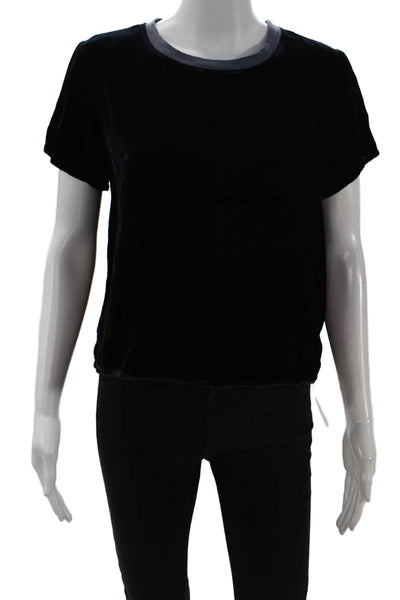 Nation LTD Womens Cropped Ringer T-Shirt Black Crewneck 100% Cotton Size S