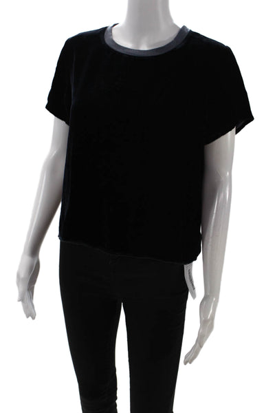Nation LTD Womens Cropped Ringer T-Shirt Black Crewneck 100% Cotton Size S