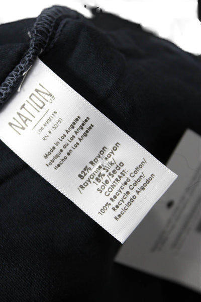 Nation LTD Womens Cropped Ringer T-Shirt Black Crewneck 100% Cotton Size S