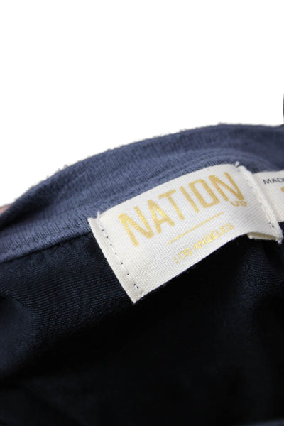 Nation LTD Womens Cropped Ringer T-Shirt Black Crewneck 100% Cotton Size S