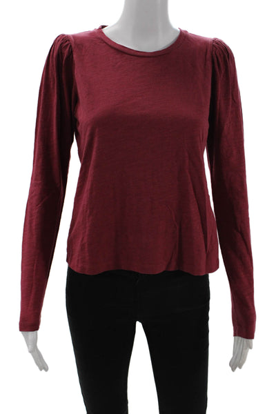 The Westside Women Red Basic T-Shirt Crew Neck Long Sleeve Cotton Size S