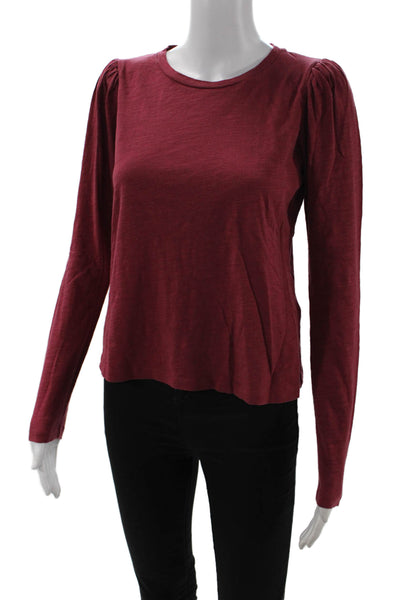 The Westside Women Red Basic T-Shirt Crew Neck Long Sleeve Cotton Size S