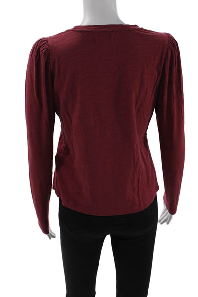 The Westside Women Red Basic T-Shirt Crew Neck Long Sleeve Cotton Size S