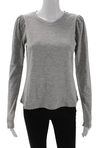 The Westside Women Basic Jersey Gray Cotton Crewneck Long Sleeve T-Shirt Size S