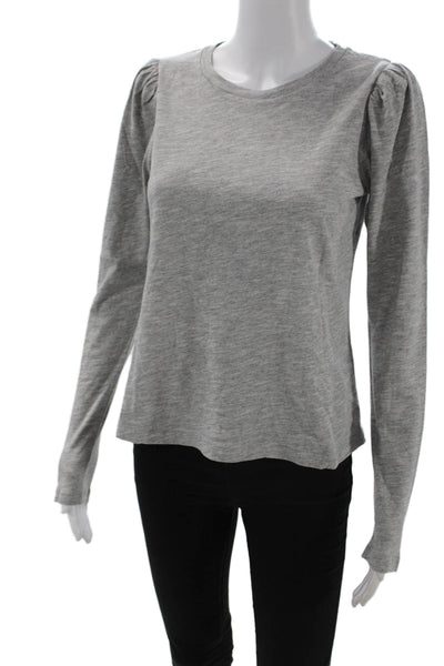 The Westside Women Basic Jersey Gray Cotton Crewneck Long Sleeve T-Shirt Size S