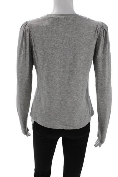 The Westside Women Basic Jersey Gray Cotton Crewneck Long Sleeve T-Shirt Size S