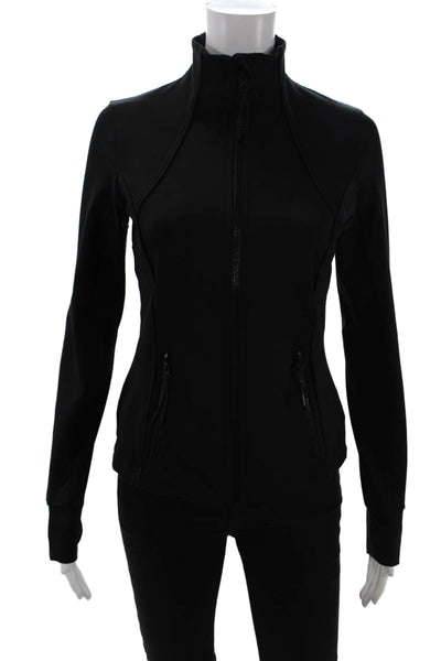 All Access Women Windbreaker Black High Neck Zip Long Sleeve Size S