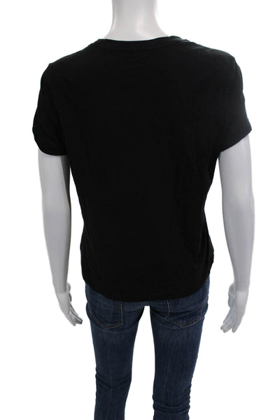 Athleta Women Black Cotton Crew Neck Short Sleeve Basic T-Shirt Size XS