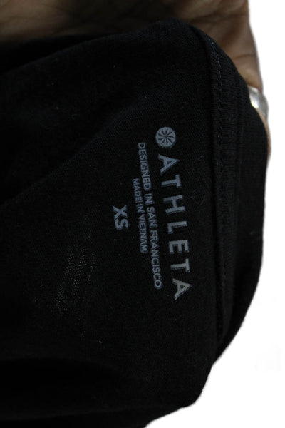 Athleta Women Black Cotton Crew Neck Short Sleeve Basic T-Shirt Size XS