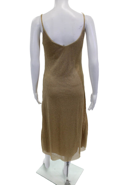 Zara Womens Slip Dress Beige V-Neck Midi Sleeveless 90s Size S