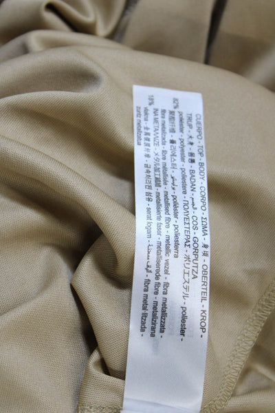 Zara Womens Slip Dress Beige V-Neck Midi Sleeveless 90s Size S