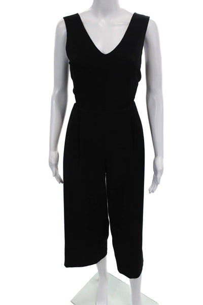 Club Monaco Women's V-Neck Sleeveless Wide Leg Jumpsuit Black Size 0
