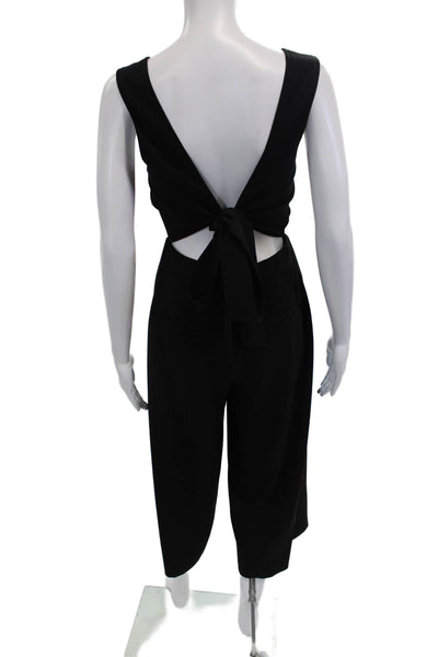 Club Monaco Women's V-Neck Sleeveless Wide Leg Jumpsuit Black Size 0