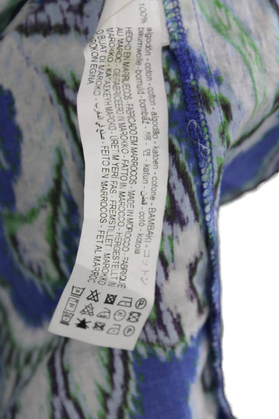 Zara Women High Neck Paisley Sundress Sleeveless Blue Cotton Boho Size XS