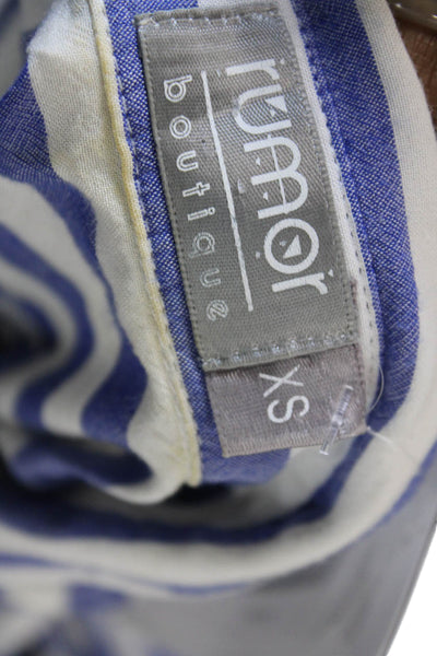 Rumor Boutique Women Shirtdress Blue Striped Cotton Collared Sleeveless Size XS