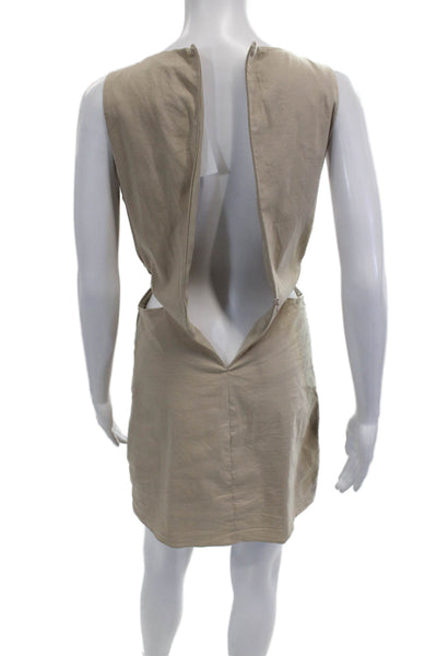 Zara Women Beige Mini Tank Dress Sleeveless Round Neck Polyester Size M