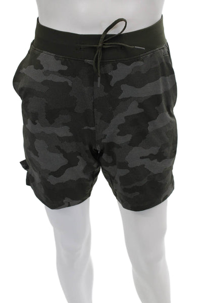 Lululemon Men's Athletic Drawstring Waist Workout Camouflage Shorts Green Size S