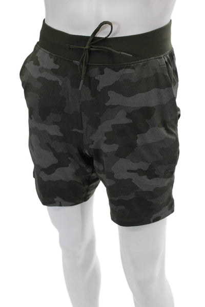 Lululemon Men's Athletic Drawstring Waist Workout Camouflage Shorts Green Size S