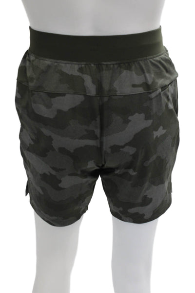 Lululemon Men's Athletic Drawstring Waist Workout Camouflage Shorts Green Size S