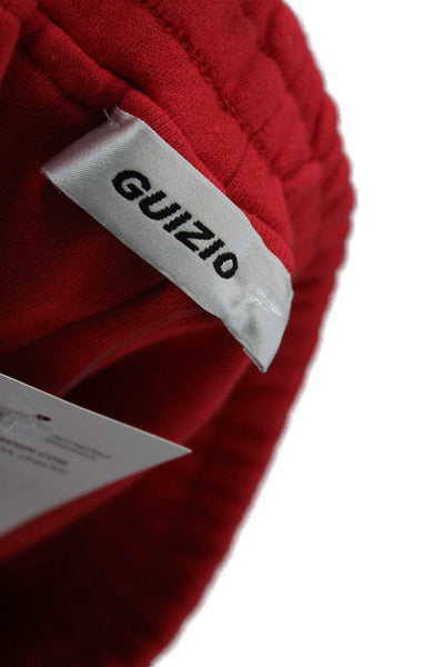 Guizio Women's Elastic Waist Tapered Leg Sweatpants Red Size S