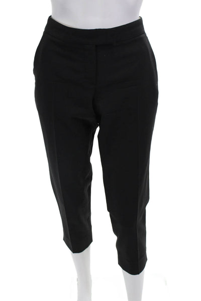 Theory Women's Hook Closure Flat Front Straight Leg Ankle Pants Black Size 4
