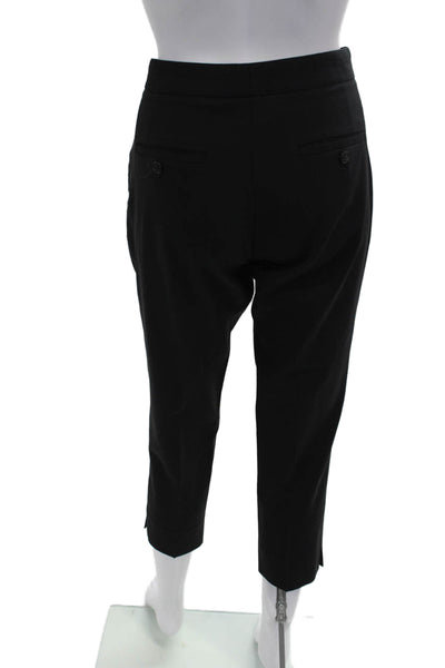 Theory Women's Hook Closure Flat Front Straight Leg Ankle Pants Black Size 4