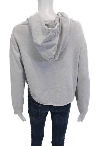 Monrow Women Pullover Hoodie Gray Cotton Rayon Long Sleeve Drawstring Size S