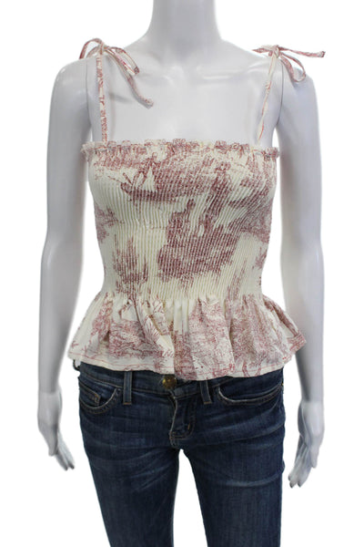 Popie's Women Cropped Camisole Sleeveless White Rayon Boho Size XS