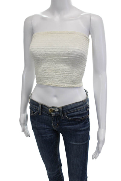 Donni Women Cropped Sleeveless White Rayon 90s Top Size S