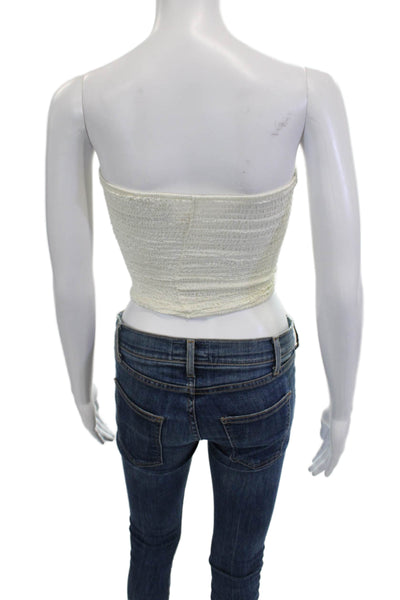 Donni Women Cropped Sleeveless White Rayon 90s Top Size S