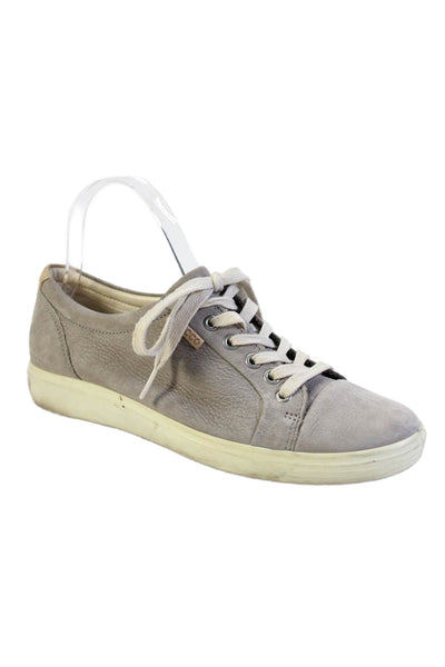 ECCO Womens Leather Round Toe Lace Up Low Top Sneakers Gray Size 39 9