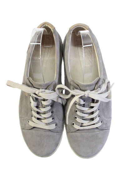 ECCO Womens Leather Round Toe Lace Up Low Top Sneakers Gray Size 39 9