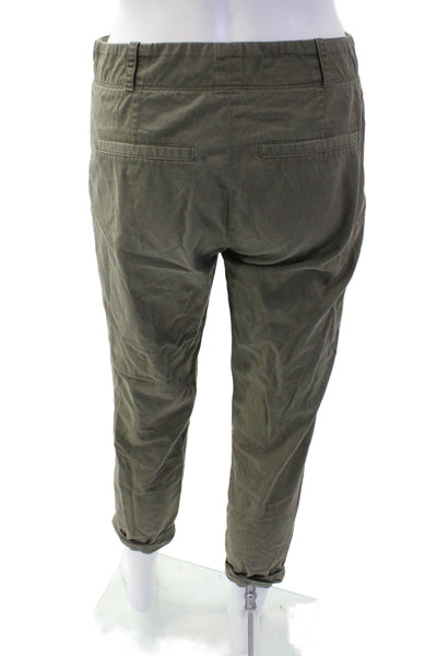 Veronica Beard Womens Cotton Flat Front Cuffed Hem Pants Green Size 2