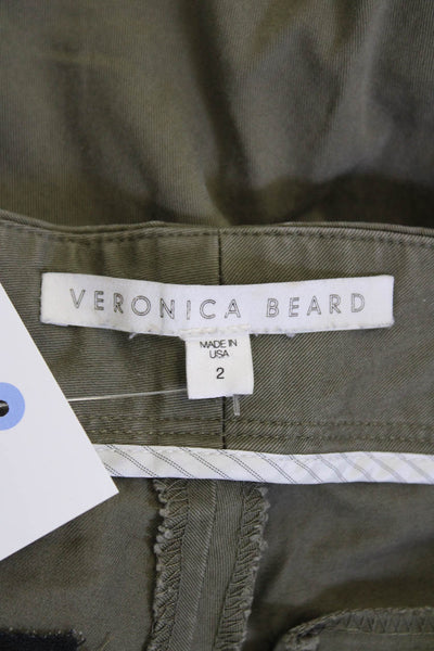 Veronica Beard Womens Cotton Flat Front Cuffed Hem Pants Green Size 2