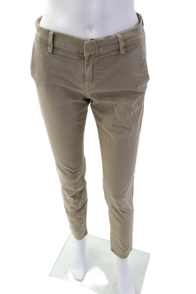 Vince Womens Cotton Flat Front Straight Leg Khaki Pants Beige Size 25