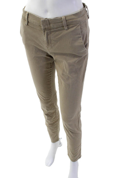Vince Womens Cotton Flat Front Straight Leg Khaki Pants Beige Size 25