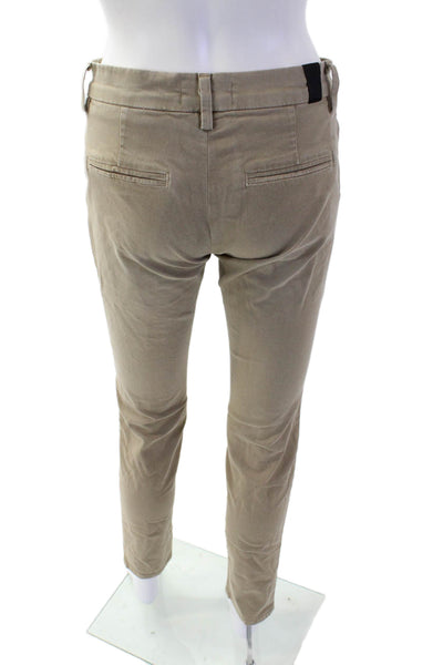 Vince Womens Cotton Flat Front Straight Leg Khaki Pants Beige Size 25