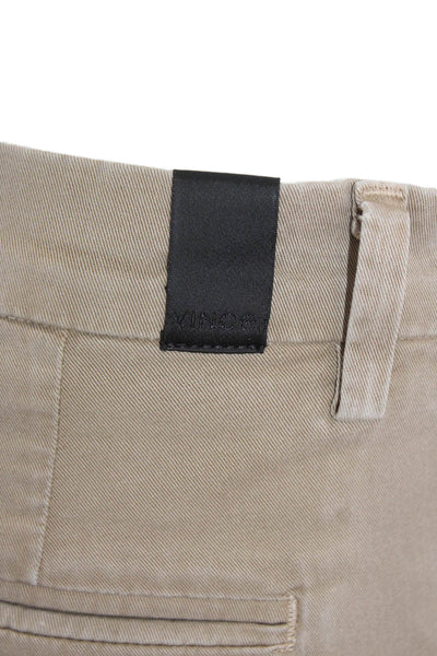 Vince Womens Cotton Flat Front Straight Leg Khaki Pants Beige Size 25