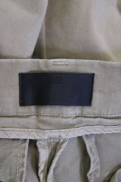 Vince Womens Cotton Flat Front Straight Leg Khaki Pants Beige Size 25