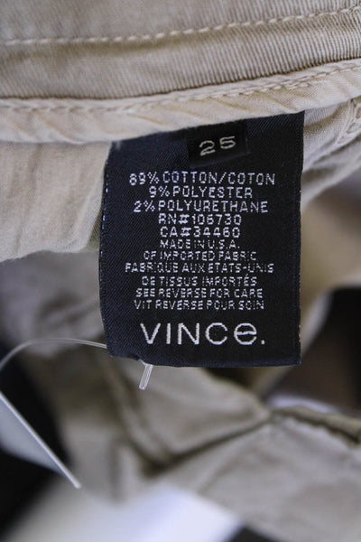 Vince Womens Cotton Flat Front Straight Leg Khaki Pants Beige Size 25
