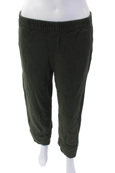 The Great Womens Cotton Elastic Waist Straight Leg Sweatpants Green Size 0