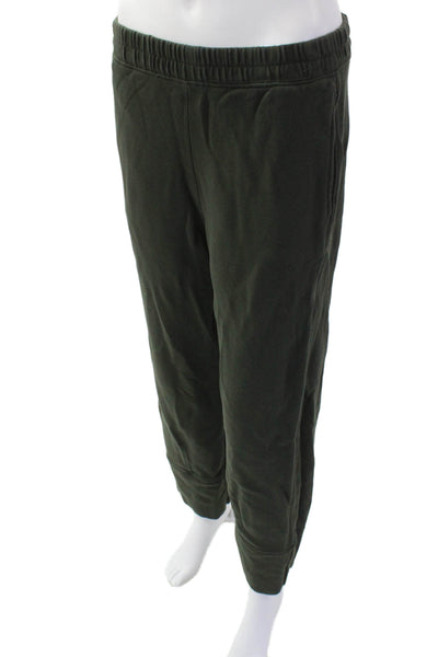 The Great Womens Cotton Elastic Waist Straight Leg Sweatpants Green Size 0