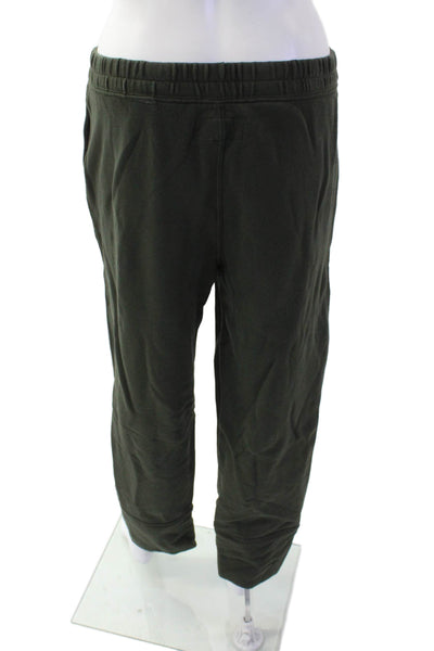 The Great Womens Cotton Elastic Waist Straight Leg Sweatpants Green Size 0