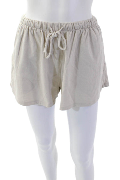 Zara Womens Drawstring Waist Casual Mini Shorts Beige Size M