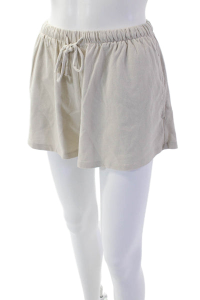 Zara Womens Drawstring Waist Casual Mini Shorts Beige Size M