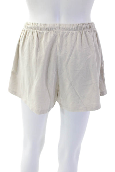 Zara Womens Drawstring Waist Casual Mini Shorts Beige Size M