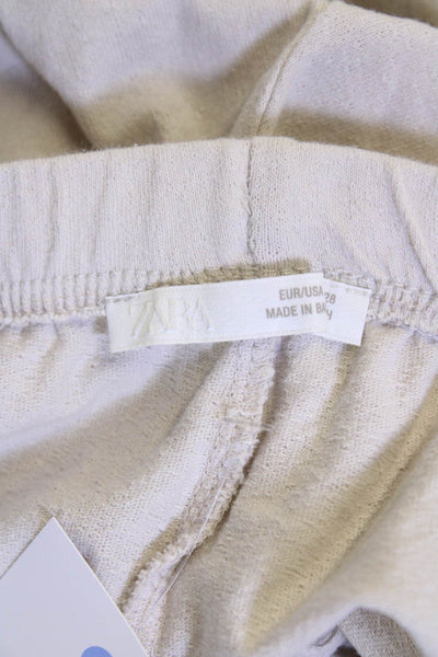 Zara Womens Drawstring Waist Casual Mini Shorts Beige Size M